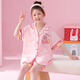 Pijama para niños para niñas en hielo de verano y seda de nieve estilo delgado para niñas kapibala de manga corta 2025 nueva ropa de verano para el hogar jy hielo y seda de nieve 6629 pequeño pony 120 mediano hijo 12 altura de tamaño 115-125cm48jin [Jin equivale a 0.5 kg]
