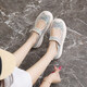 Women's shoes 2025 summer new breathable and lightweight Mary Jane Velcro one foot thick sole anti-slip slow step mother's shoes YGNX-677 blue 35