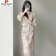 Jinrenchu New Chinese Style Retro Chinese Style Suspender Robe Two-Piece Suit Gentle Slim Long Jupe Summer New Style 2025 Small Person 9226 Cheongsam M