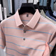 Kangaroo (DaiShu) short-sleeved T-shirt for men 2025 summer trendy striped lapel half-sleeved business casual loose plus size top middle-aged AN15100 light sky blue XL