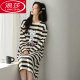 
LangSha 2025 new nightgown for women in spring and autumn long-sleeved pure cotton high-end autumn pajamas can be worn with striped home clothes on the outside W9764 long-sleeved nightgown XL 110-125Jin [Jin equals 0.5 kg]