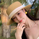 逸兼草帽女遮阳帽夏天度假风帽子海边太阳帽法式平顶大帽檐礼帽法式 草帽【凹顶卡其-米三折带】