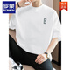 
ROMON (ROMON) 260g men's short-sleeved T-shirt for summer heavy pure cotton round neck top trendy cotton half-sleeved T-shirt M09-963 black M (suitable for 100-120Jin [Jin equals 0.5 kg])