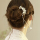 Jieyi super fairy lily of the valley pearl tassel U-shaped hairpin women's new Chinese style hairpin hairpin ancient style cheongsam accessories 1 white lily of the valley tassel U-shaped hairpin 13cm