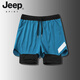 Jeep Spirit Jogging Shorts Herren Sport Trail and Field Marathon Lose schnell trocknende Anti-Exposation-Ausbildung Fitnessausrüstung Drei-Punkte-Hosen DK-9923 Black M