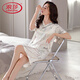 Langsha Luxury Luxury haut de gamme pour femmes de nuit Pyjamas sexy 2025 Nouvelle glace d'été Slee à manches courtes minces de soie émulée MDF9923 [Nightskirt] M
