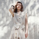 Fan Silan's temperament old money style hemp natural color casual shirt women's 2025 summer new style waistcoat v-neck shirt 2390 hemp natural color M