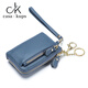 Casa-kupsck Leder Brieftasche 2025 Multifunktions-Key-Tasche für Männer Einfacher handgehaltener Reißverschluss Kartentasche Coin Bag Denim Blau