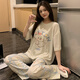 梦鸾睡衣女夏季韩版可爱卡通短袖短裤三件套装2025新款休闲宽松家居服 684-3 蝴蝶结狗 M