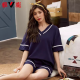 Pajamas de alta gama Yalu Graz Fat Girl Summer Algodón puro Puerto pantalón de manga corta Traje de talla grande Jin [Jin equivale a 0.5 kg] ropa de hogar suelta ZJ679 m [80-100 Jin [Jin equivale a 0.5 kg]]]