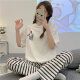 WUJIU (WUJIU) Girl Short Sleeve Long Trousers Summer Junior High School Student Girl Little Bunny Big Child Cute 15 Animation Home Suit 6630# Dog Party M [65-90Jin[Jin equals 0.5 kg]]