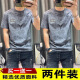 荣西图（RONGXITU）短袖恤男2025新款两件装潮男印花半袖体恤衫男士修身薄款上衣男 829短袖黑色【单件装】 M 【建议80-100斤】