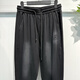 
FR.YH.ZH Manverdini 2025 Spring 16820 Fashion Trendy Men Fashion Fashion Washing Cotton Sports Knitted Leisure Pants Black XL