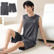 Palando pajamas for men for summer cotton sleeveless vest shorts large size can be worn on the outside for men's summer vest home clothing set 13658 [Pure cotton, skin-friendly and breathable] L [Suggested for 100-120 Jin [Jin equals 0.5 kg] wear]