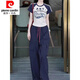 
Pierre cardin European summer short-sleeved sports suit for women 25 years new fashionable and fashionable work clothes wide-leg pants two-piece set to make them look slimming picture color two-piece set M (100-110Jin [Jin equals 0.5 kg])