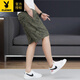 Playboy Summer Men's Shorts Pure Cotton Loose Crop Pants 2025 New Casual Camouflage Printed Beach Pants Men 6626 Light Green 3XL