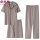 Yu Zhaolin Pyjamas Herren Sommer reines Baumwoll-Drei-teilige Kurzarmshorts Lange Baumwolle Lose Freizeitkleidung Set Dünn 9277 3xl