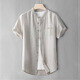 DK brand men's 100% pure linen short-sleeved shirt for men's Chinese stand-up collar summer breathable thin all-seed shirt White XL (suitable for 145~160 Jin [Jin equals 0.5 kg])