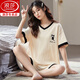 浪莎冰丝睡衣女夏季短袖2025年新款韩版可爱夏天薄款可外穿家居服套装 6630# M 【推荐80-95斤】
