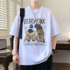 姿伟祺卡通印花棉T恤男士短袖潮流夏季 695黑色 M 约80-100斤可穿