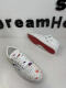 Estación europea cooqi CL2024 Nuevo remache Red Sole Zapatos de lienzo personalizado Sky Stary Small White Board Board Zapatos 9913 Cuero blanco 38