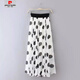 Pierre Cardin [1416 personnes collectionne] Summer New Style Jupe en mousseline de mousseline mi-longueur grande polka à moitié-corps Mopping Long Jirt Beach Black S