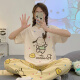 WUJIU (WUJIU) Girl Short Sleeve Long Trousers Summer Junior High School Student Girl Little Bunny Big Child Cute 15 Animation Home Suit 6630# Dog Party M [65-90Jin[Jin equals 0.5 kg]]