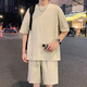 Bunte Edelsteins Sommer Neue American Casual Sports Set Herren zweier Kurzarmshorts cool und hübscher Kleidung 2025 2546-826 Schwarzer Set M ca.