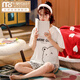 Modal summer ladies pajamas, cute cotton Korean version, short-sleeved two-piece set, thin student cartoon spring and autumn home clothes, off-white SKM6621 M (recommended 75-95 Jin [Jin equals 0.5 kg])