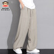 Big Mund Monkey (Paul Frank) Herreneiseice Seide Schnelltrockne lineare lineare Casual Hosen Sommer dünne sportlich atmungsbezogene lose, drapierte Herren-Weitbeinhosen Khaki 2540s [offizielles authentisch] XL [Vorgeschlagen 135-155jin [Jin gleich 0,5 kg]]
