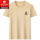 Pierre CARDIN summer new men's short-sleeved T-shirt loose solid color high-end half-sleeved T-shirt round neck pure cotton top Y9929 khaki M -120Jin [Jin equals 0.5 kg] wear