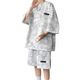 
Zhaixing Youth Summer Suit Men's Niche Design Tie Dyeing Clipart Sleeve T-shirt Shorts Fashion Cool Large Size Men's Clothing TZ757 Tie Dyeing White M (Suggested 95-110Jin[Jin equals 0.5 kg]b