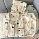 Catman (MiiOW) Crayon Xiaoxin Summer Three-Piece Set Pajamas for Women Pure Cotton Short Sleeve Long Trousers Thin Ins Style Summer Cotton Yarn Home Clothing Yunduo Cotton-9906# Star Puppy Three-Piece Set XL Women [Suggested 115-140Jin [Jin equals 0.5 kg]]