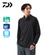 DAIWA Spring/Summer 25 DE-6025 High collar pullover/hooded zipper long-sleeved shirt cool fishing suit DE-6125 zipper hooded style black L