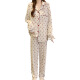 S.SOFEA PAJAMAS DE PAJAMAS MUJERES Estilo coreano Ins Mangas largas Pantalones de ropa para el hogar F3527-175 L
