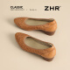 
ZHR top layer cowhide women's shoes commuting leather shoes for women's shallow mouth thick heels single shoes workplace work shoes S689 apricot yellow 38
