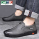 
CARTELO leather shoes men's 2025 new business casual shoes autumn breathable men's shoes soft cowhide bean shoes genuine leather middle-aged dad shoes khaki 6198 38