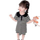 
COLORFUL GEMS girls summer dress 2-3 new style children's Korean style fashion baby summer POLO skirt children's summer skirt black and white TX9207 dress 80 small