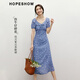 Rothülse Blumenkleid 2025 Sommer Neue Frauenkleidung vor Schulter Puff Ärmel Taille V-Ausschnitt Denim Japanischer Puppenrock Denim Blue Flower 677 m