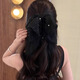 Gu Nai 2025 new gauze bow tassel grabber female high ponytail versatile fashion shark clip half-tied hairpin