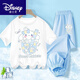 Disney Binpaw Girls Summer Jade Dog Dog 2025 New Big Children Cotton Pure Coton Shirt T-shirt A983 White + A984 Purple Pants 130 (hauteur suggérée 115-125 cm)