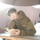 Hong Kong Aberdeen Literary Men @ Japanese Spliced ​​Hoodie Men's Spring Design Sense Boys Loose Sports Hoodie Jacket Military Green XL