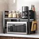 MiBangshu kitchen rack retractable microwave oven rack countertop oven rack rice cooker storage rack spice rack thickened single layer telescopic 40-65CM 6 hooks