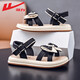 Huili Chaussures pour enfants Sandales pour enfants 2025 Été Nouvelles filles Solemn Solemn All-Match Chaussures décontractées arc moyennes grandes enfants chaussures respirantes beige noire -1047 28