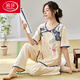 Langsha Frauen kurzärmeligte Pyjamas für Sommerdünnhosen im Sommer-Nachahmung des chinesischen Stils aus Baumwolle können außerhalb von LZY9905 L getragen werden (empfohlen 95-115Jin [Jin gleich 0,5 kg]))