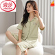浪莎（LangSha）纯棉睡衣女夏款短袖七分裤开衫款妈妈大码休闲家居服女款2025新款 藕色NXF-9863纯棉 女款开.衫短. M 【建议80--100斤】