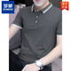 罗蒙（ROMON）翻领碳灰色夏季时尚潮流pol.o衫男装纯棉短袖t恤工作服打底衫 碳灰色S5012款 刺绣翻领 M 85-110斤