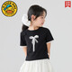 
G. DUCKKIDS girls short-sleeved suit children 2025 new summer clothes for girls big summer thin clothes for girls fashionable and super beautiful 19059 black + 15276 meters white 120 cm