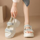 
SIPUWANG Sports Sandals for Women 2025 Summer New High-Soled Thick-Soled Casual Sponge Cake Shoes Wear Anti-Slip Beach Shoes Velcro 693 Beige * Heel Heel Height 6.5cm 38
