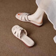 Huili four-season soft sole versatile women's flip flops 2025 new summer outdoor fashion flat sandals large size 42 size off-white 39